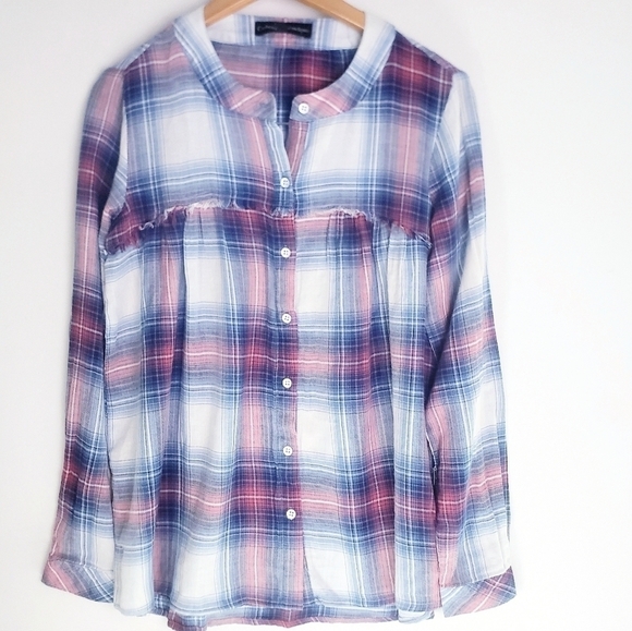 NEW! CATHERINE MALANDRINO Relaxed Fit Buttondown Flannel Blouse XS. - Picture 2 of 6